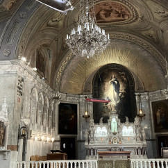 Altar and religious painting inside Chapel of Senhora da Agonia, Viana do Castelo.