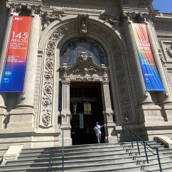 Museo Nacional de Bellas Artes entrance with banners on display.