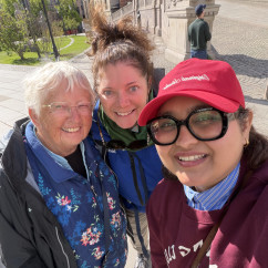 Capturing cheerful memories amidst Oslo’s charming streets.