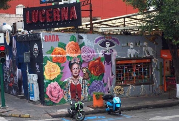 Frida Kahlo street art in Mexico City