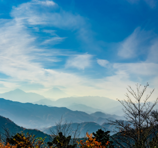 View of the Takao-San mountain range