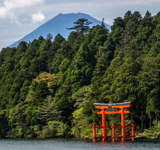 Hakone Shrine from Lake Ashi, Japan