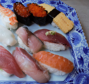 Sushi at Toyosu Fish Market, Tokyo