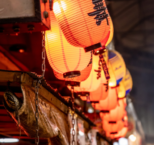 Japanese laterns along a local Izakaya, Japan