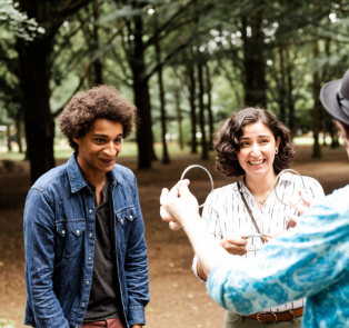 Visitors with a local guide on a private tour, Japan