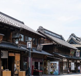 Traditional Japanese buildings on Kurazukuri street, Ja