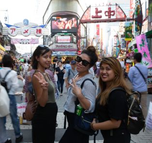 Tourists with Local in summer Tokyo