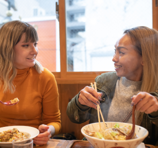 Women enjoying ramen in Tokyo