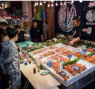 Explore the Tsukiji Outer Market, which stays open unti