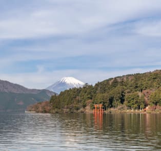 Mount Fuji from Lake Ashi in Hakone, Japan