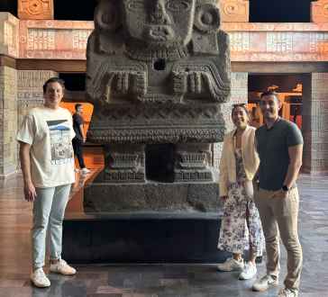 Exploring ancient Mexican art with a mix of awe and curiosity.