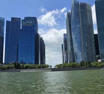 Skyward Symphony: Towers and Tranquil Waters