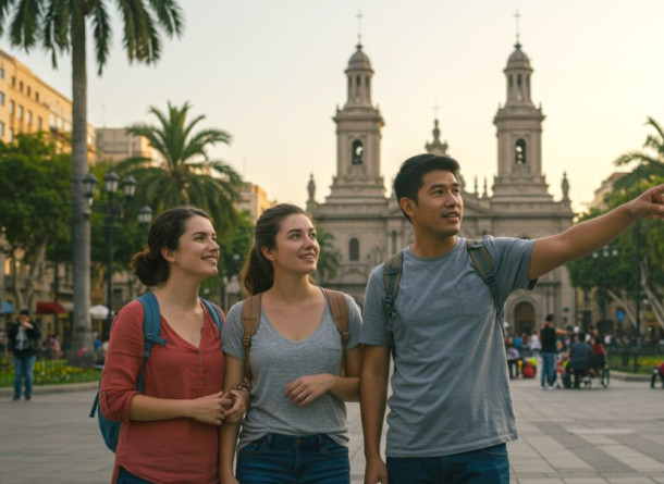 people,temple,summer,happiness,public space,smile,pedestrian,luggage &amp; bags,leisure,vacation,bag,travel,holiday,backpack,handbag