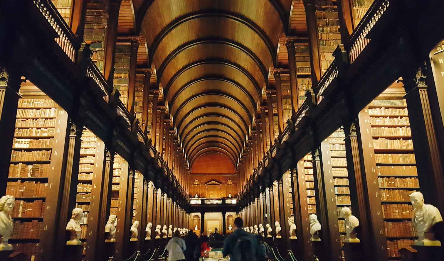 Interior of the Long Room at Trinity College Library, Dublin.