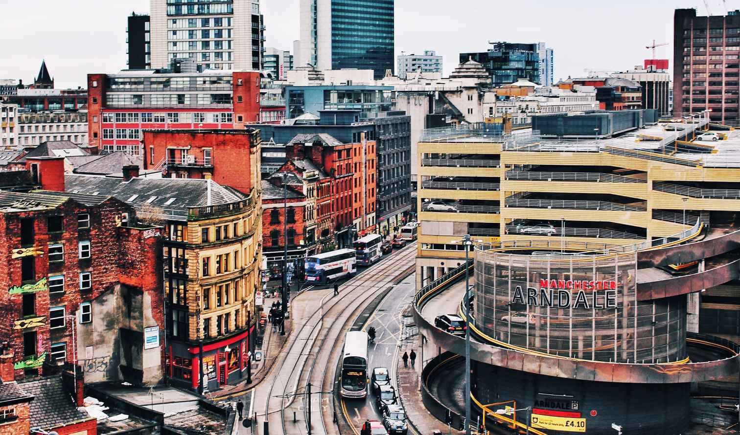Manchester Arndale shopping center with City Tower visible in the background.
