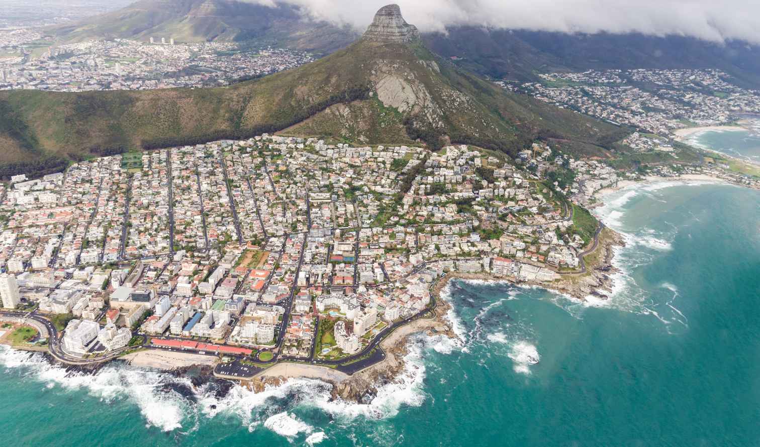 Aerial view of Lion's Head mountain in Cape Town.