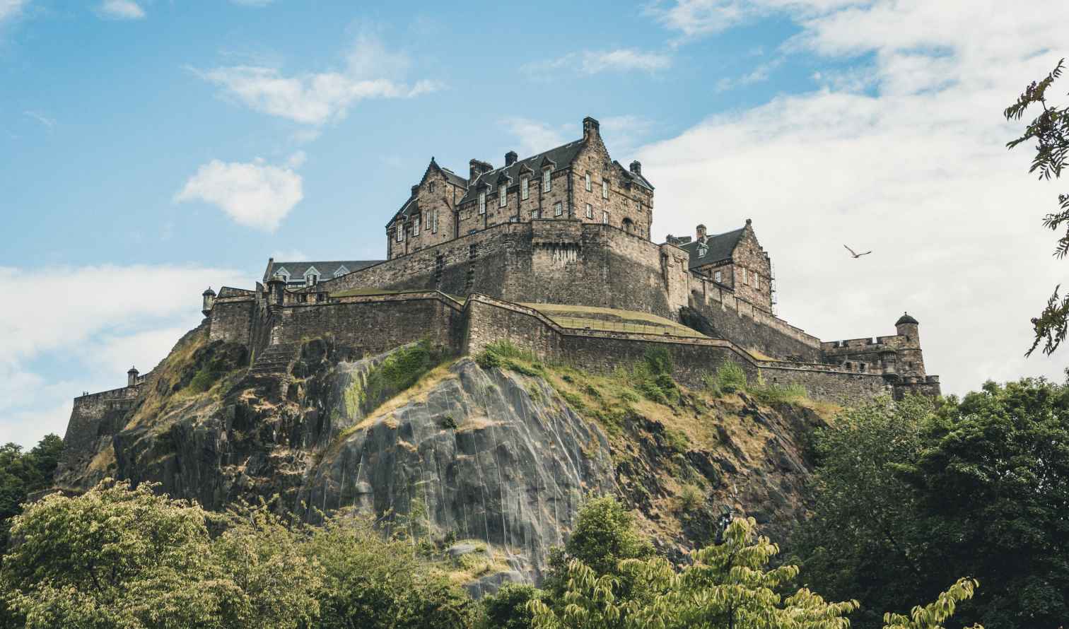 View of Edinburgh Castle atop Castle Rock.