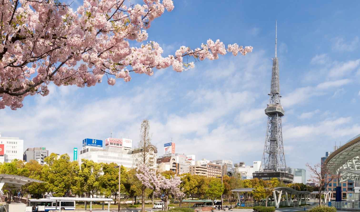 Nagoya TV Tower and Oasis 21 in Sakae, Nagoya.