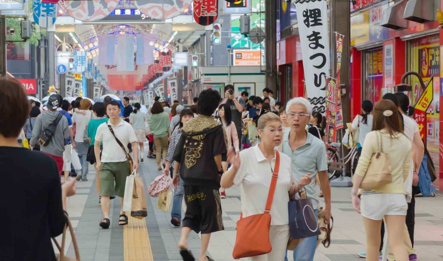 People walking in Shinsaibashi shopping street, Sapporo.