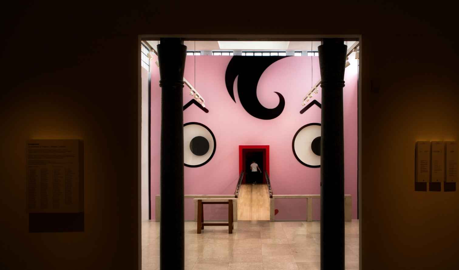 View of art installation inside a gallery at the Museu Berardo in Milan