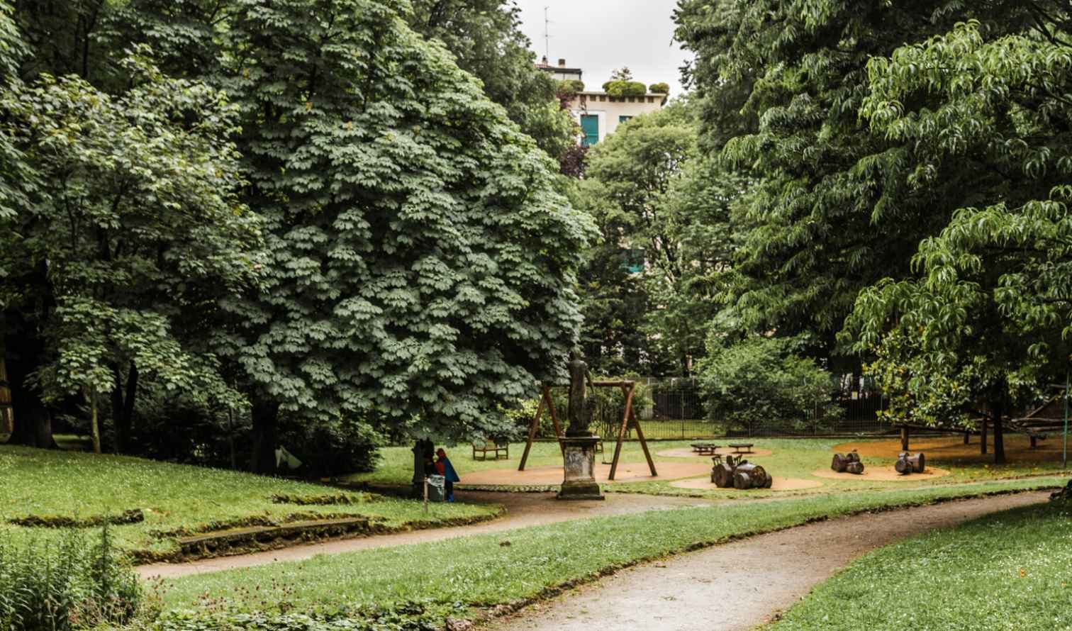 Children's playground area in Parco delle Basiliche, Milan.
