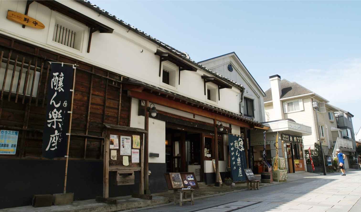Traditional shops along a street in Kurashiki, Okayama Prefecture, Japan.