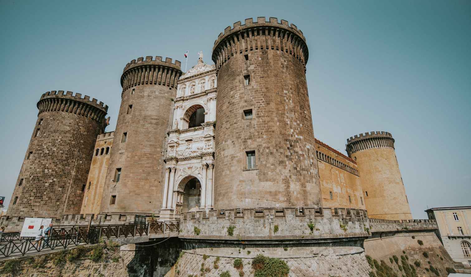 Castel Nuovo with its distinctive towers in Naples, Italy.