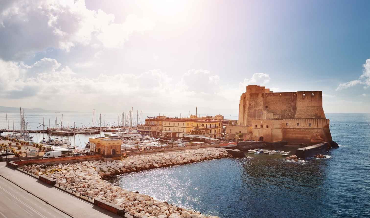 Castel dell'Ovo overlooking the harbor in Naples, Italy.