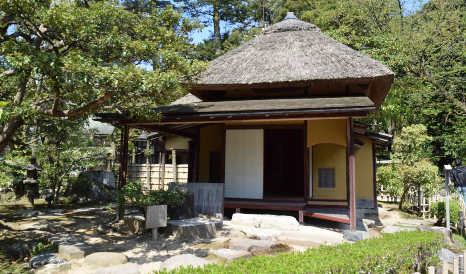 A traditional tea house in Kanazawa's Kenrokuen Garden.