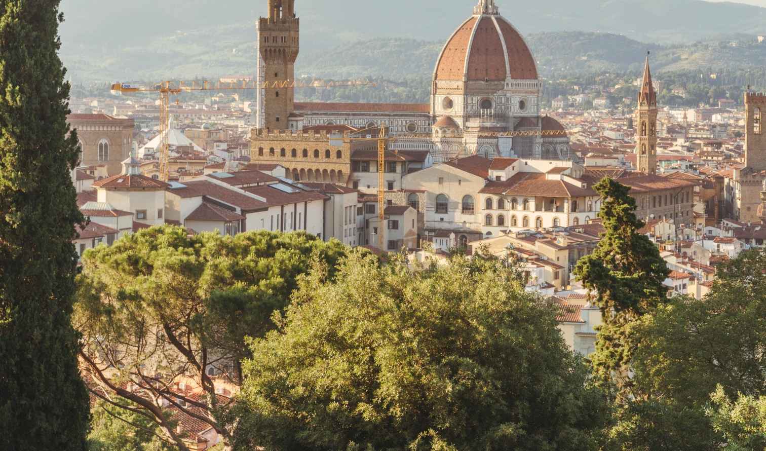 View of Florence with Florence Cathedral and Palazzo Vecchio.