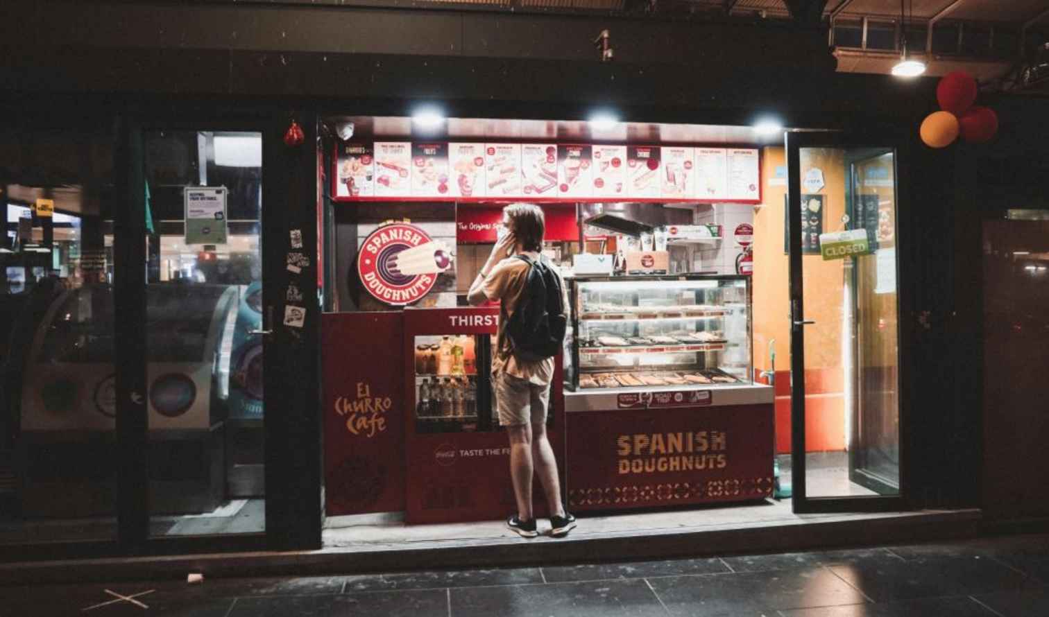 Shopfront showing Spanish Doughnuts and El Churro Café signage in Melbourne
