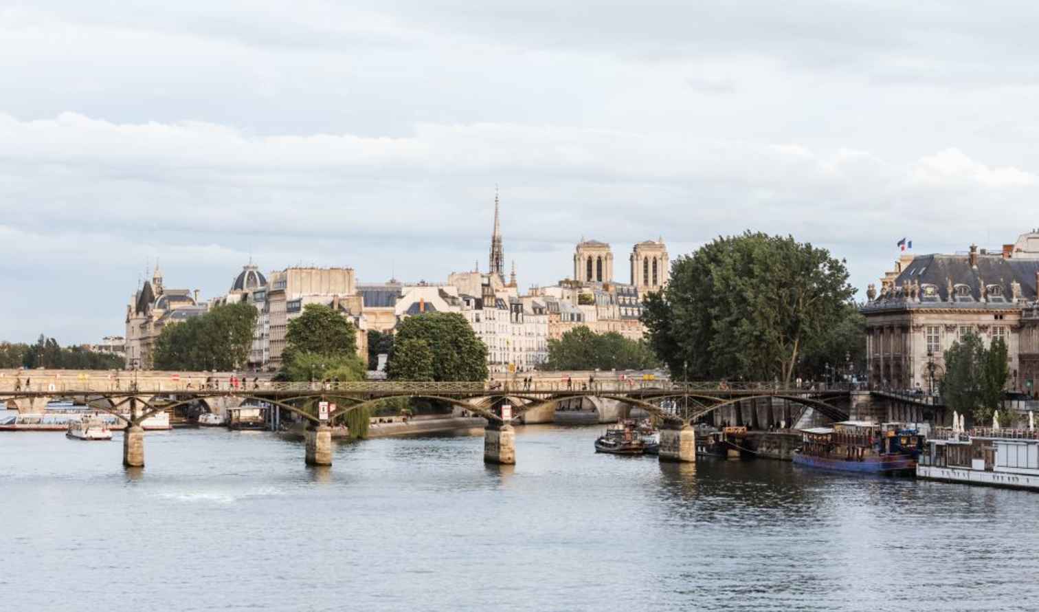 View of Pont des Arts over the Seine in Paris.