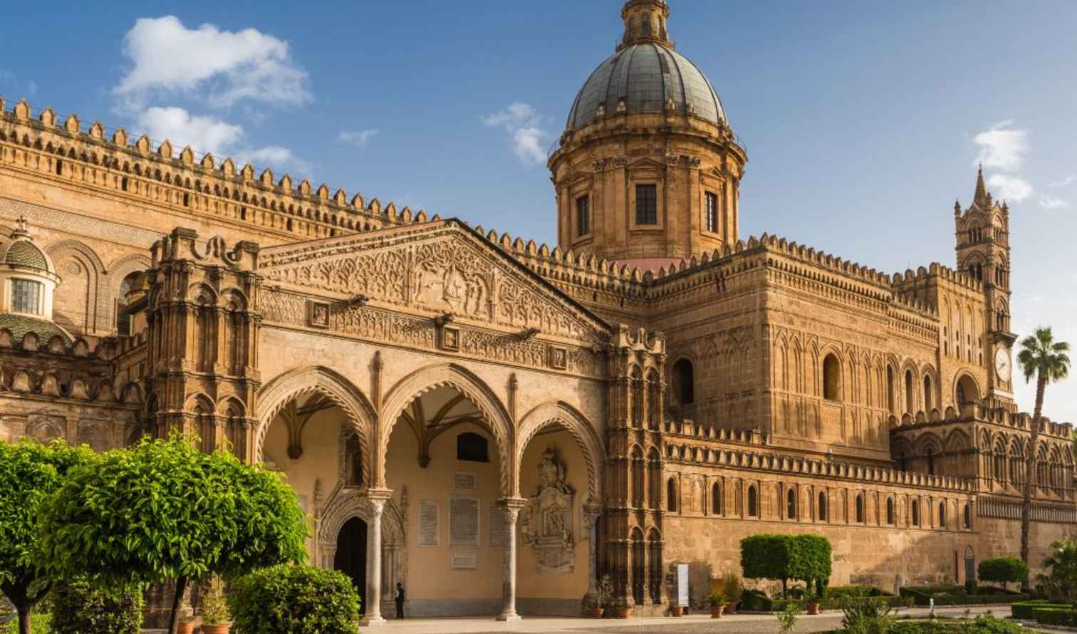 Historic Gothic architecture of Palermo Cathedral in Sicily, Italy.
