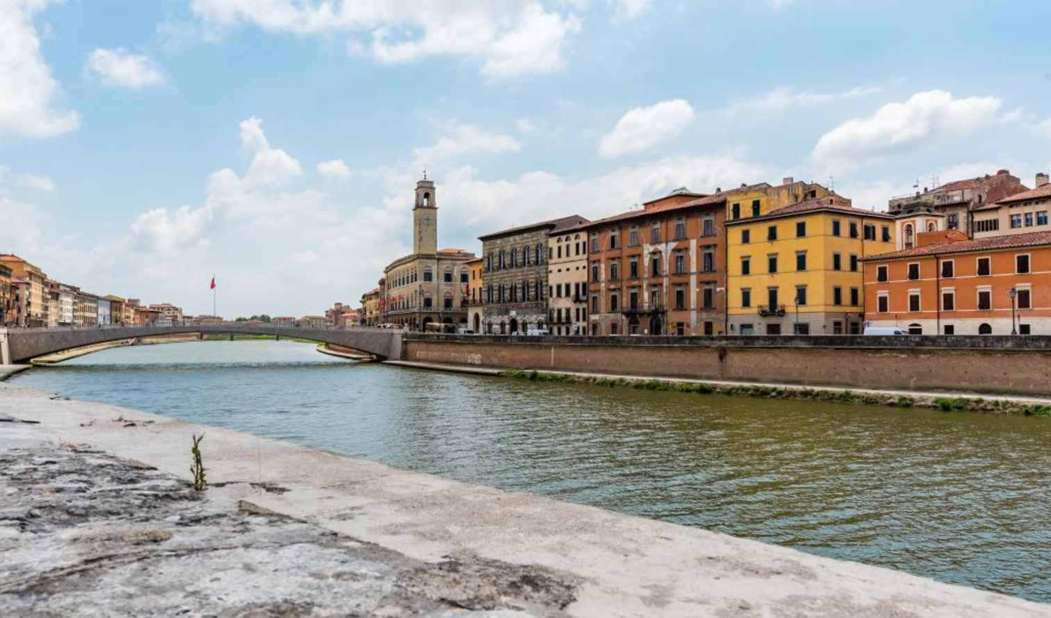 The Mezzo Bridge over the Arno River in Pisa, Italy.