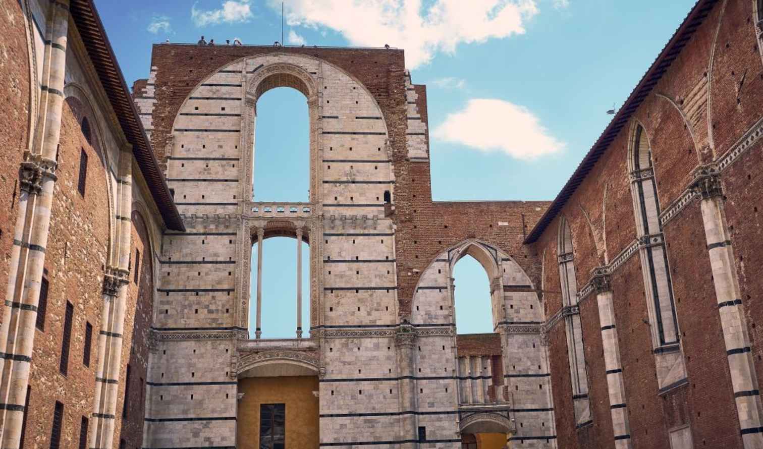 View of the incomplete wall structure at Siena Cathedral.