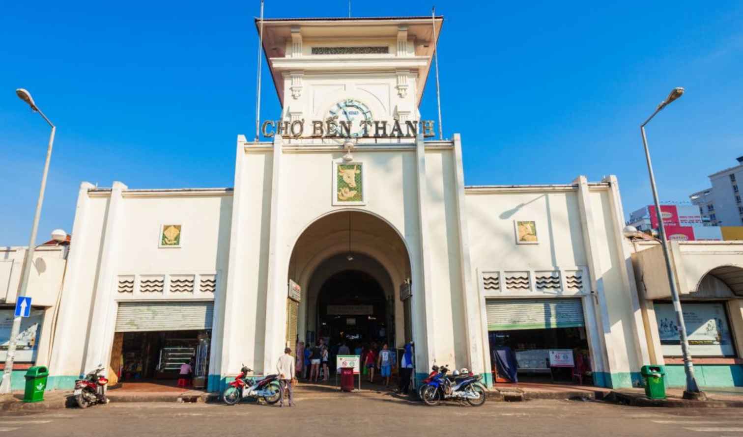 Bến Thành Market main gate in Ho Chi Minh City, front view.