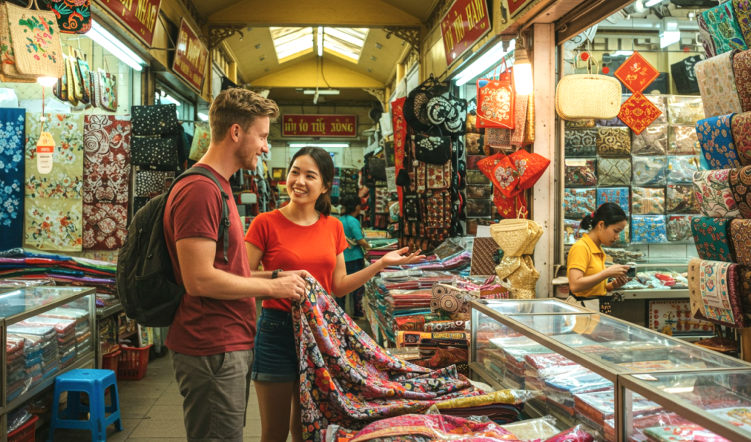 People shopping at Ben Thanh Market, Ho Chi Minh City.