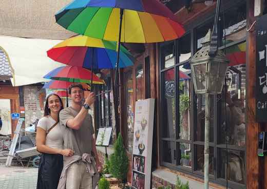 Under a Rainbow Canopy: A Moment of Joy