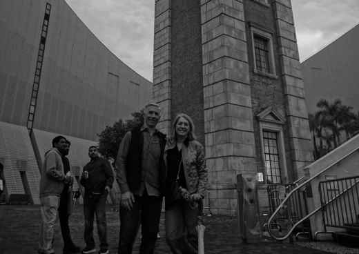 Under the Timeless Spire: A Moment in Monochrome