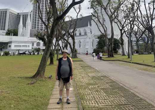 Visitor Amidst Architectural Wonders