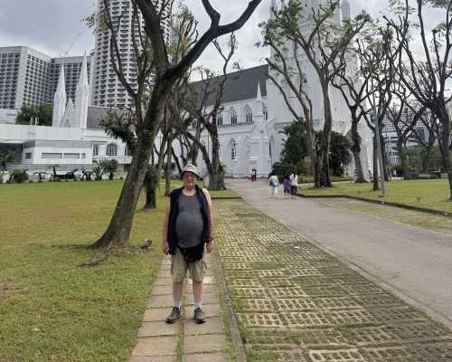 Visitor Amidst Architectural Wonders
