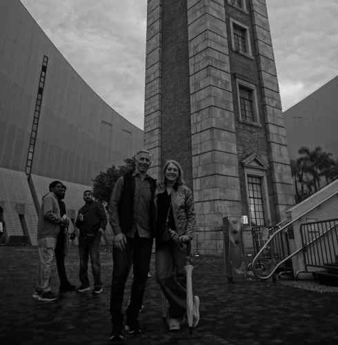 Under the Timeless Spire: A Moment in Monochrome