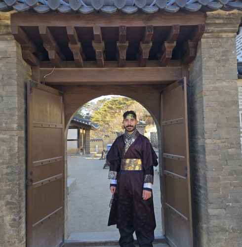 Time Traveler in Traditional Attire