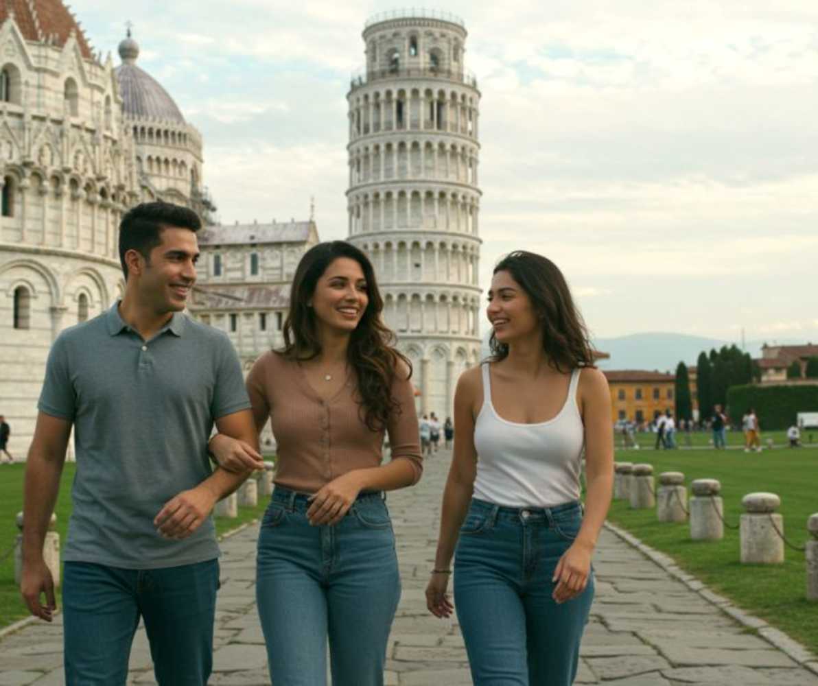 happiness,smile,landmark,vacation,tower,leisure,travel,holiday,denim
