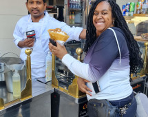 Enjoying local treats in France