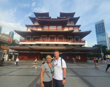 A Moment of Tranquility by the Temple