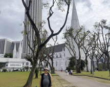Visitor Amidst Architectural Wonders