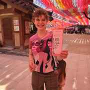 A cheerful moment with vivid colors and laughter in Seoul.