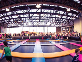 Jump at the trampoline park Jump at the trampoline park