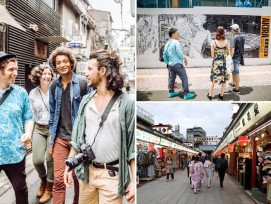 Tourists enjoying a Tokyo tour